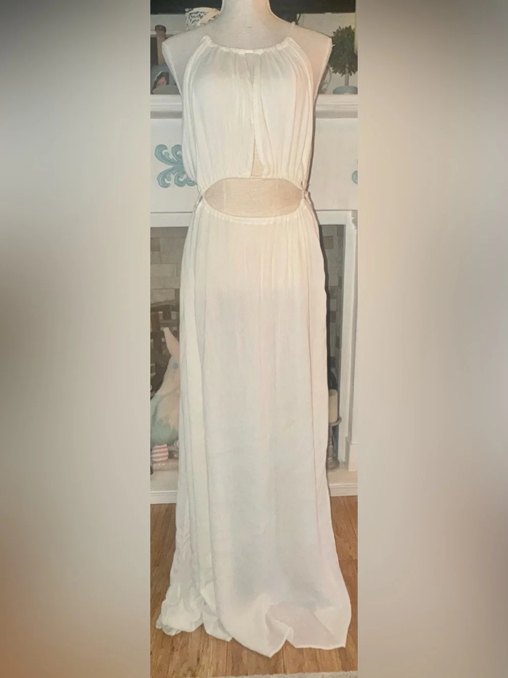 We The Free Holy Smokes Maxi Dress Ivory Cutout Boho Size Medium